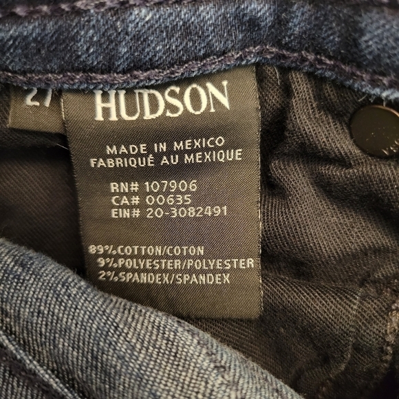 Hudson Raw Hem Signature Midrise Bootcut Dark Wash Jeans - Picture 6 of 9